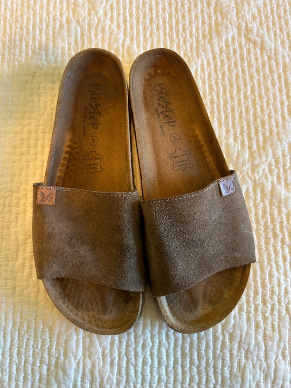 Biostep Brown Suede Slide Sandals